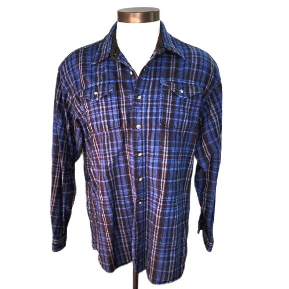 Pendleton Men's Blue Plaid 100% Virgin Wool Button Up Shirt Size XL Long - Picture 1 of 6
